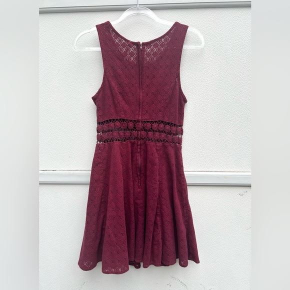 Free People Daisy Cut Out Skater Dress Women 4 Maroon Red ASO Taylor Swift Boho - Picture 10 of 12